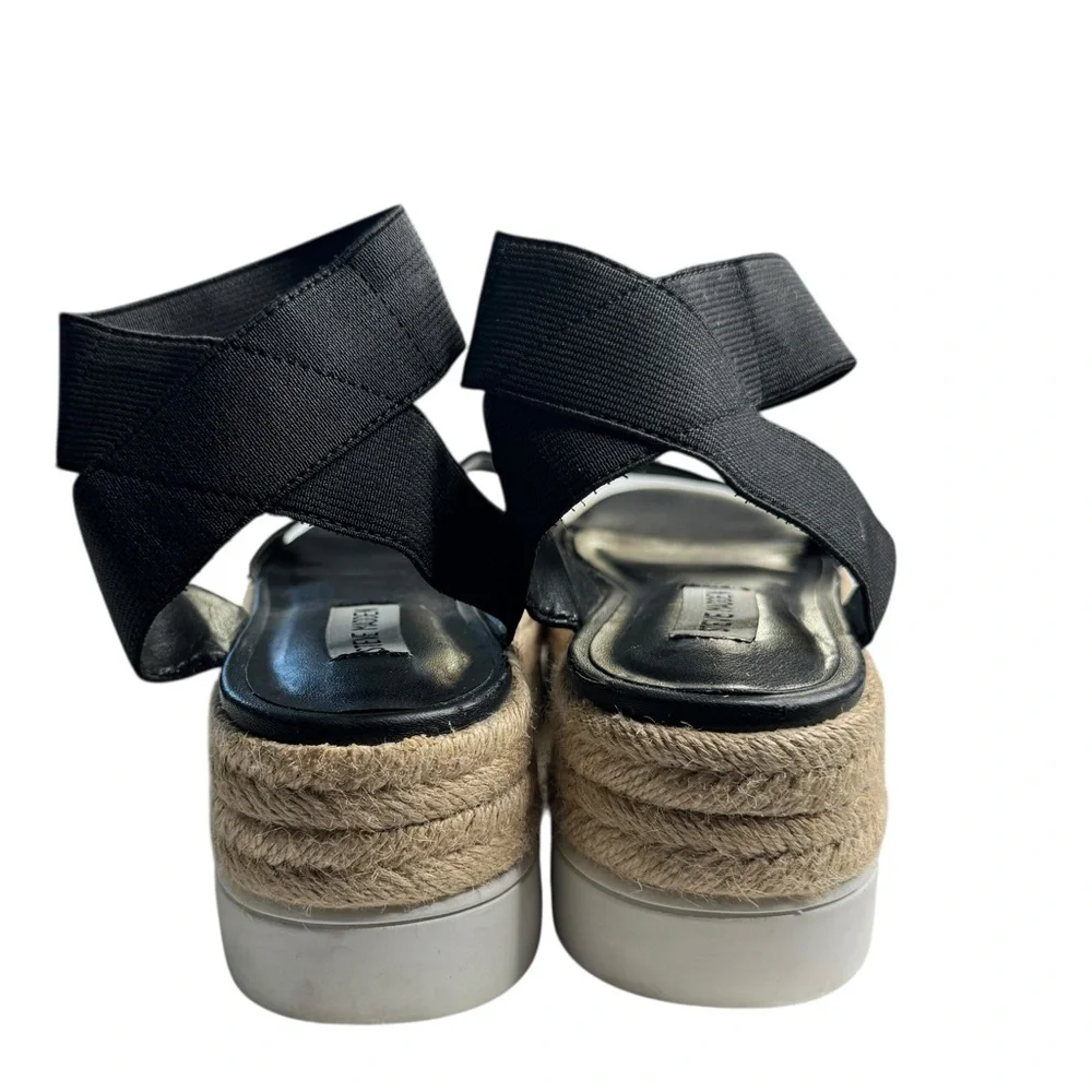 Steve Madden Kylee Flatform Faux Leather Sandals Black‎ Platform Shoes Womens 7
